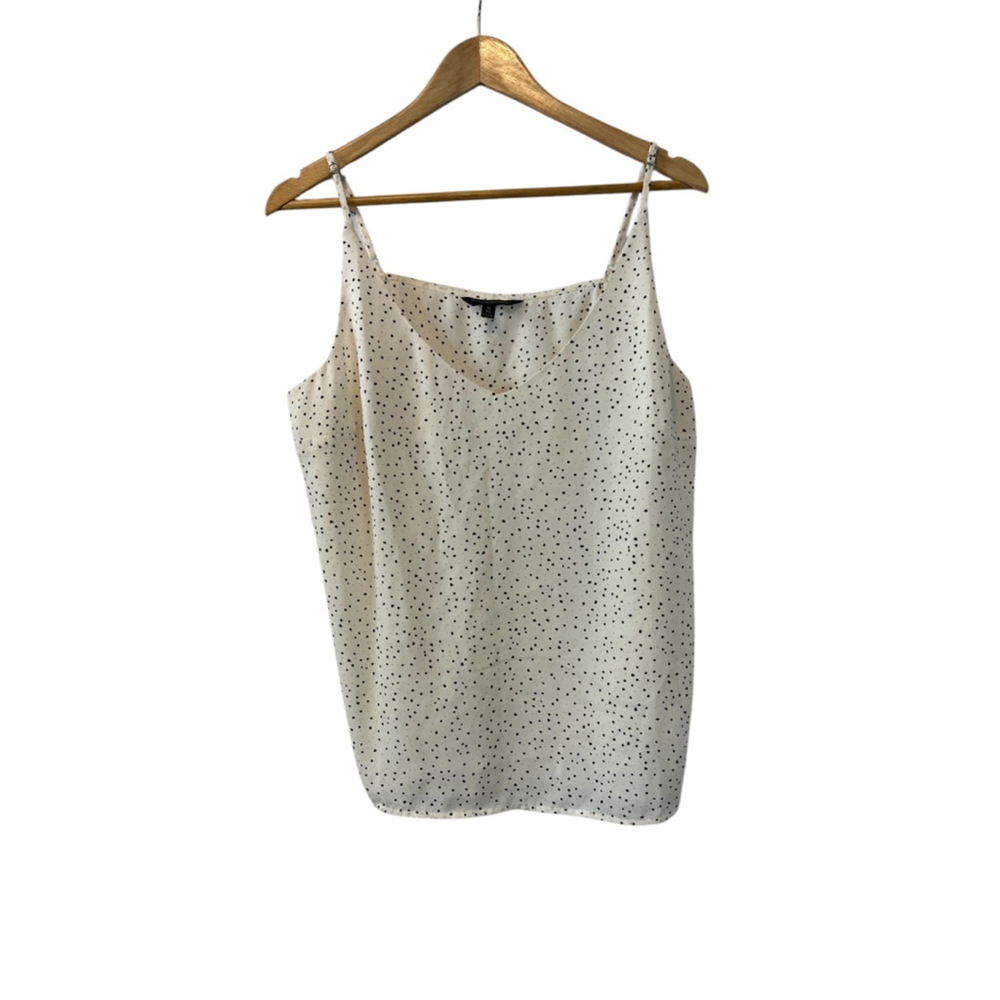 BANANA REPUBLIC Cream Polka Dot Spaghetti Strap V Neck Dressy Top XL